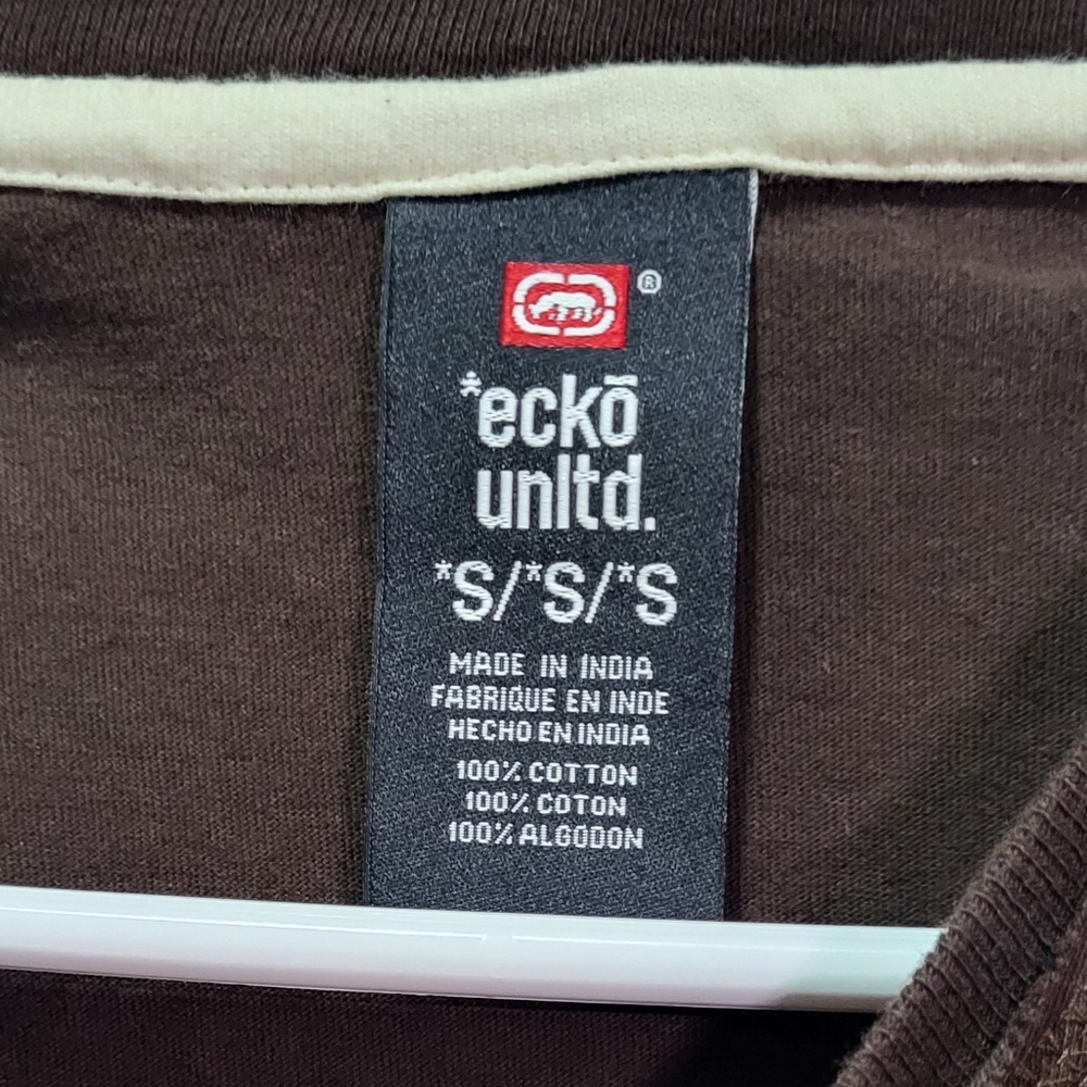 Ecko Unlimited Brown 'Overcome Overturn' Graphic Long Sleeve T-Shirt Size Small - Picture 3 of 7
